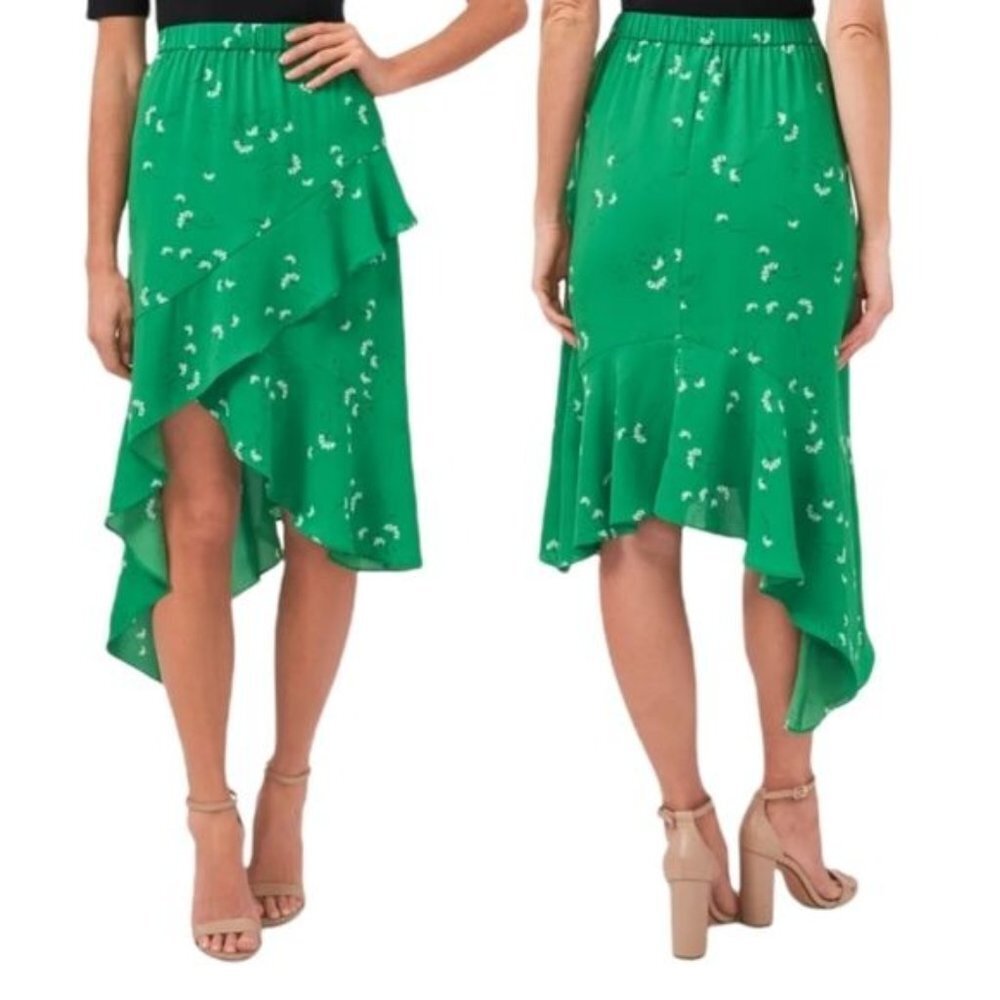 NWT CeCe Floral Asymmetric Ruffle Skirt Size medium‎